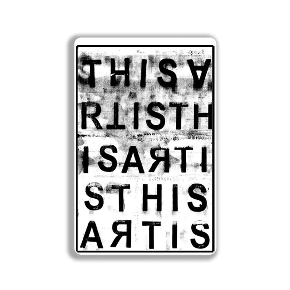 Is This Art sticker by LOST. Black and white design featuring the repeating letters asking the question - is this art?
